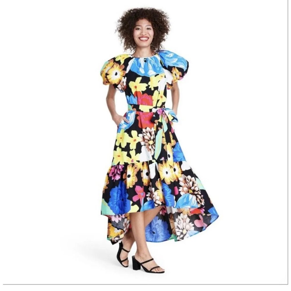 NWT Christopher John Rogers x Target Floral Puff Sleeve Dress High Low Large - Picture 1 of 15